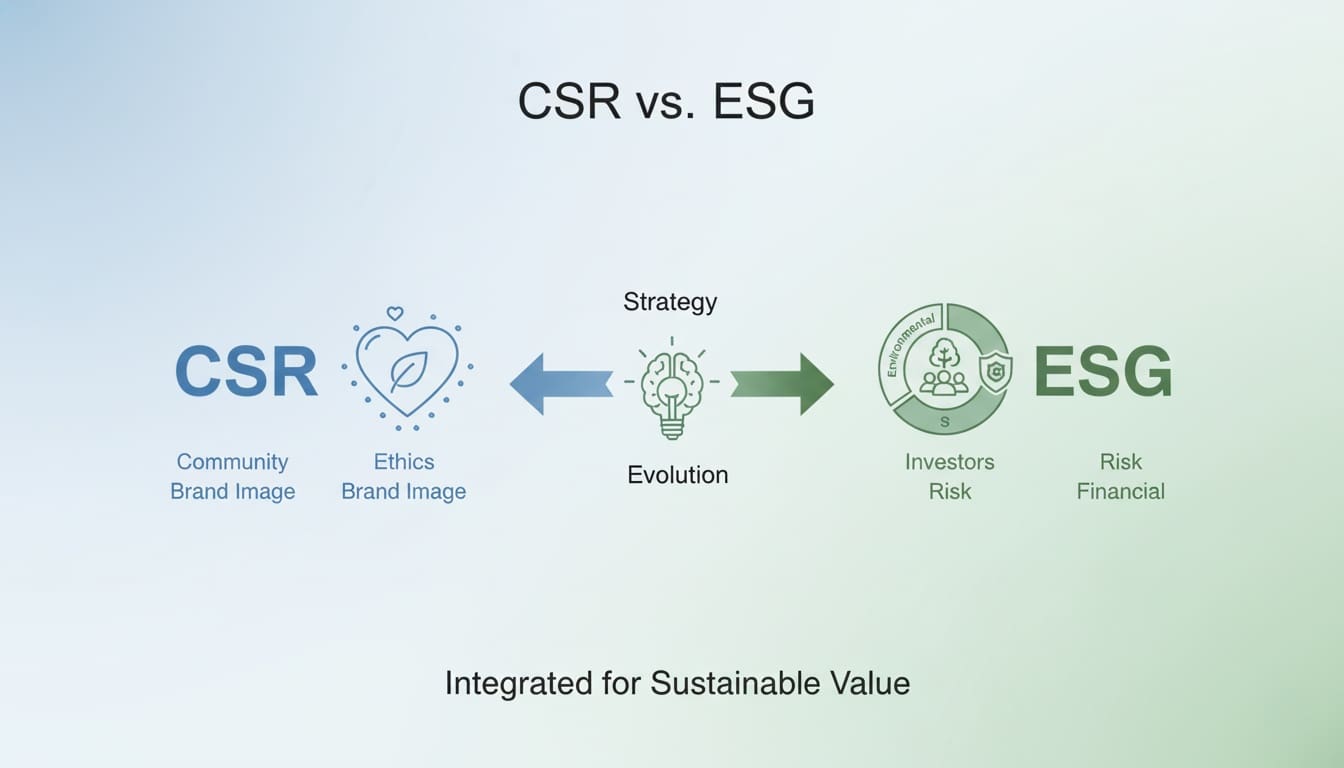 Khác biệt giữa CSR và ESG như thế nào: Ý nghĩa, vai trò & cách áp dụng